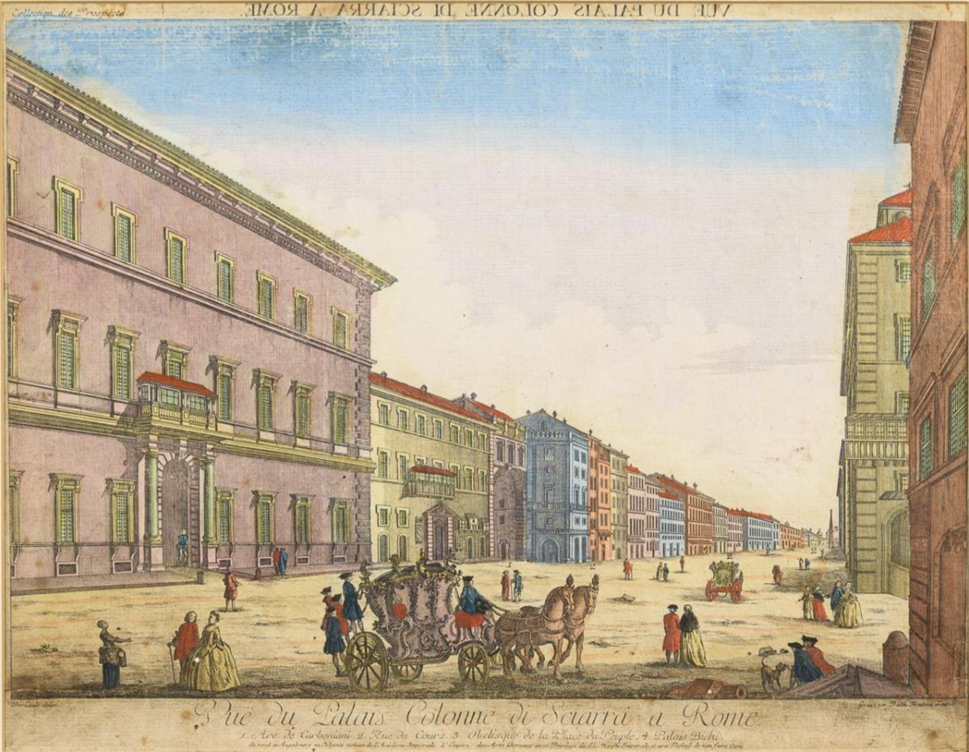 LEIZELT , Balthasar Friedrich. Guckkastenblatt "Vue du Palais Colonne di Sciarra a Rome".
