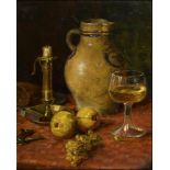 CROISSANT, Auguste (1870 Landau - 1941). Stillleben mit Wein und Kerze.