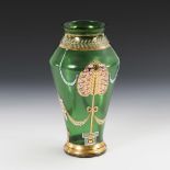 Jugendstil-Vase mit Email- und Goldmalerei. Theresienthal.