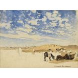 BERNINGER, Edmund (1843 Arnstadt - 1929 München). Beduinenrast in der Wüste.