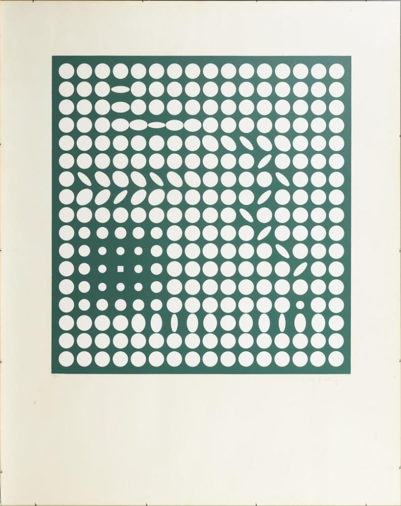 VASARELY, Victor (1906 Pécs - 1997 Paris). Kinetische Komposition in Grün und Weiß.