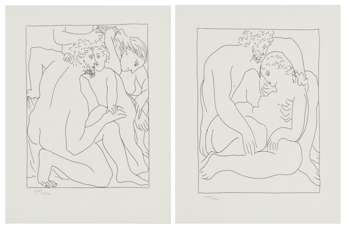 Nach PICASSO, Pablo (1881 Málaga - 1973 Mougins). 2 Illustrationen zu den Metamorphosen des Ovid.