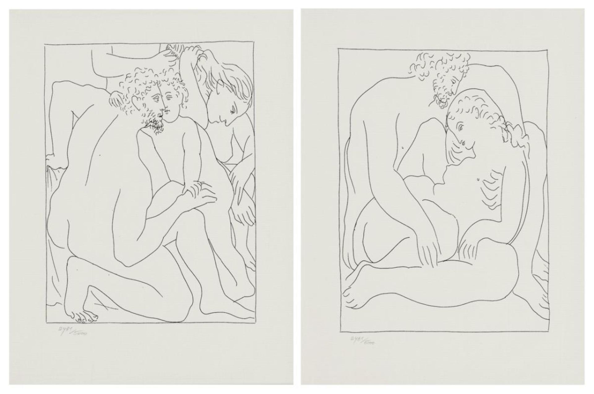 Nach PICASSO, Pablo (1881 Málaga - 1973 Mougins). 2 Illustrationen zu den Metamorphosen des Ovid.