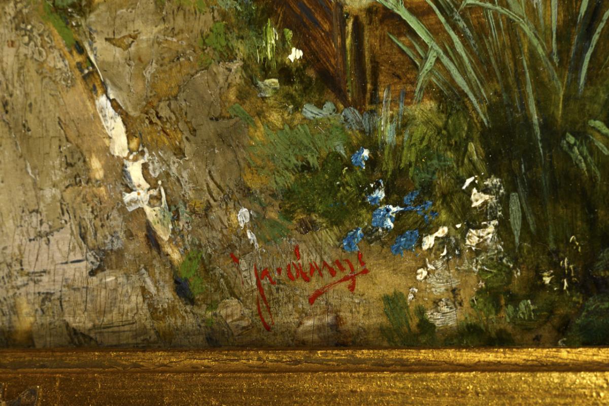 GRÜNWALD, Béla Iványi zugeschrieben (1867 Som - 1940 Budapest). Junge Frau im Blumengarten. - Image 3 of 3