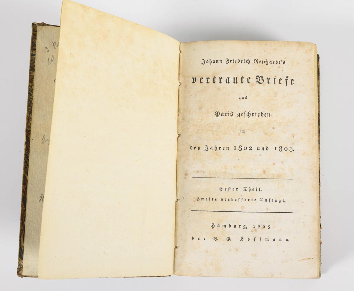 EICHARDT, Johann Friedrich. "Vertraute Briefe aus Paris geschrieben in den Jahren 1802 und 1803" 3 B - Image 2 of 2