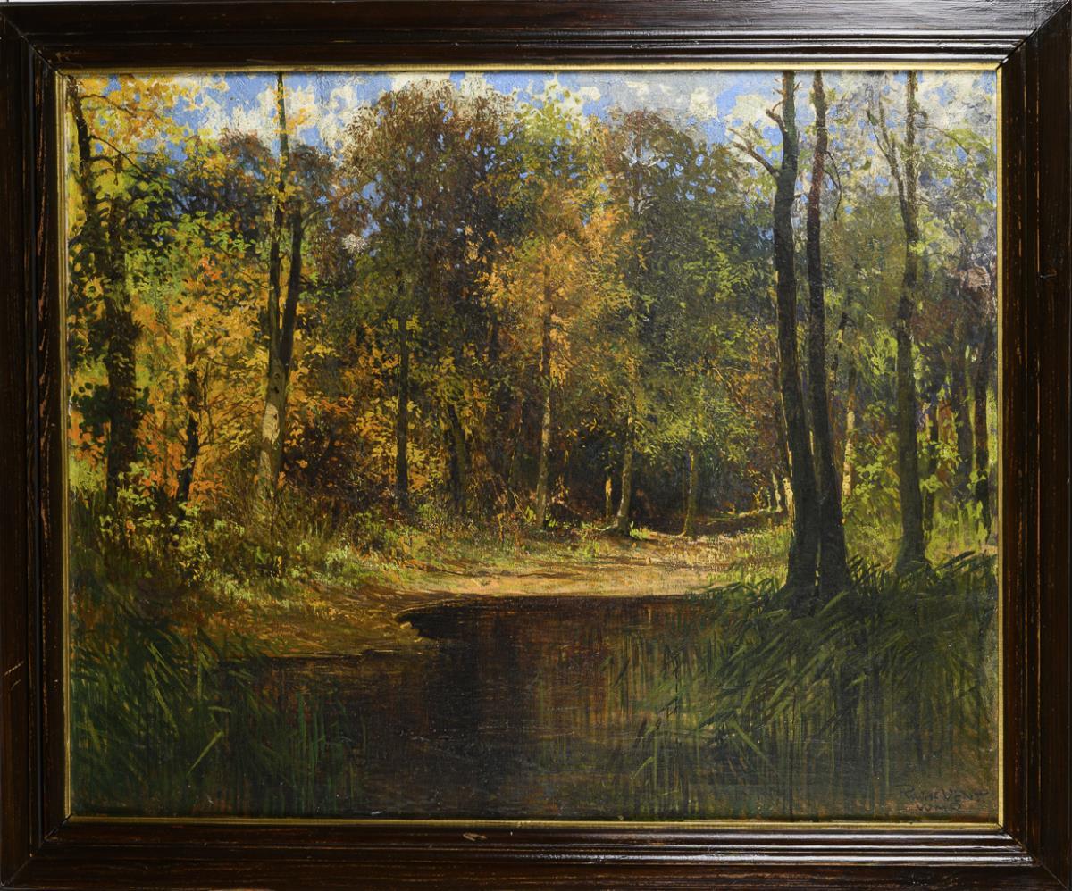 VENT, Rudolf (1880 Niedergrunstedt - 1948 Weimar). Sonnige Waldlandschaft. - Image 3 of 6