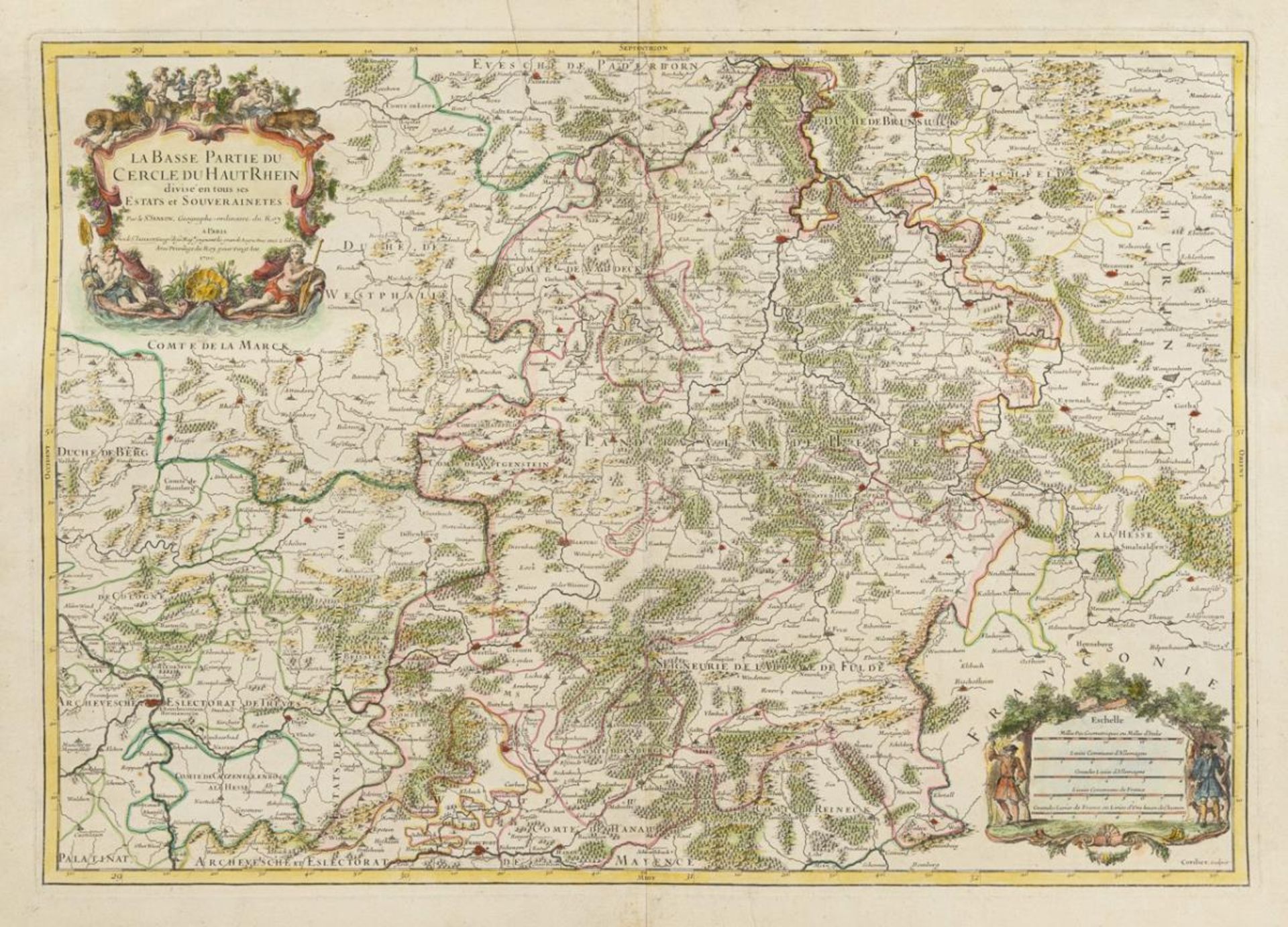 SANSON, Nicholas (1600 Abbeville - 1667 Paris). Landkarte des deutsch-französischen Grenzgebietes.