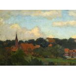 BALZER, Thuro (1882 Weißhof - 1967 Rostock). Dorf unter Wolkenhimmel.