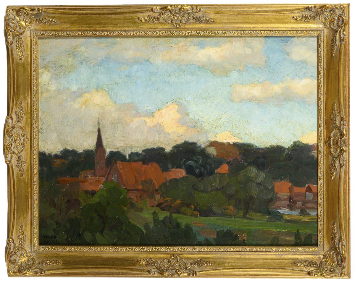 BALZER, Thuro (1882 Weißhof - 1967 Rostock). Dorf unter Wolkenhimmel. - Image 2 of 3