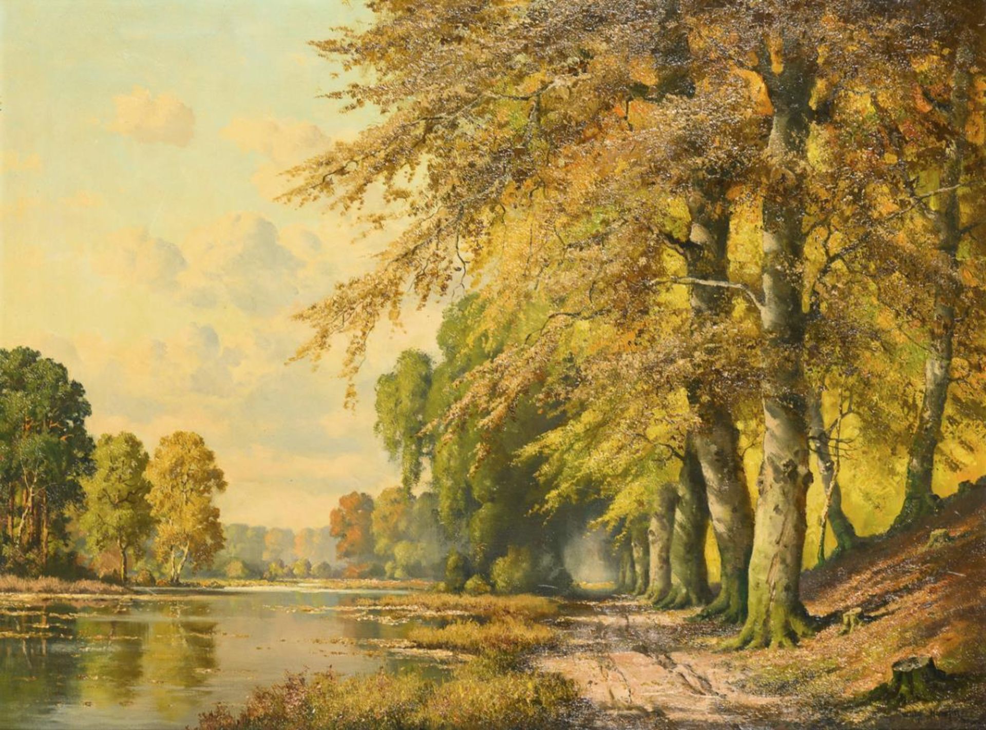 HANFT, Willy (1888 Hannover - 1987 Nürnberg). Sonnige Herbstlandschaft.