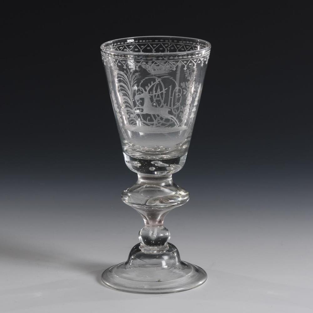 Barockes Kelchglas mit Adelsmonogramm. - Image 2 of 3