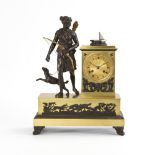 Klassizistische Bronze-Pendule mit Diana bei der Jagd.