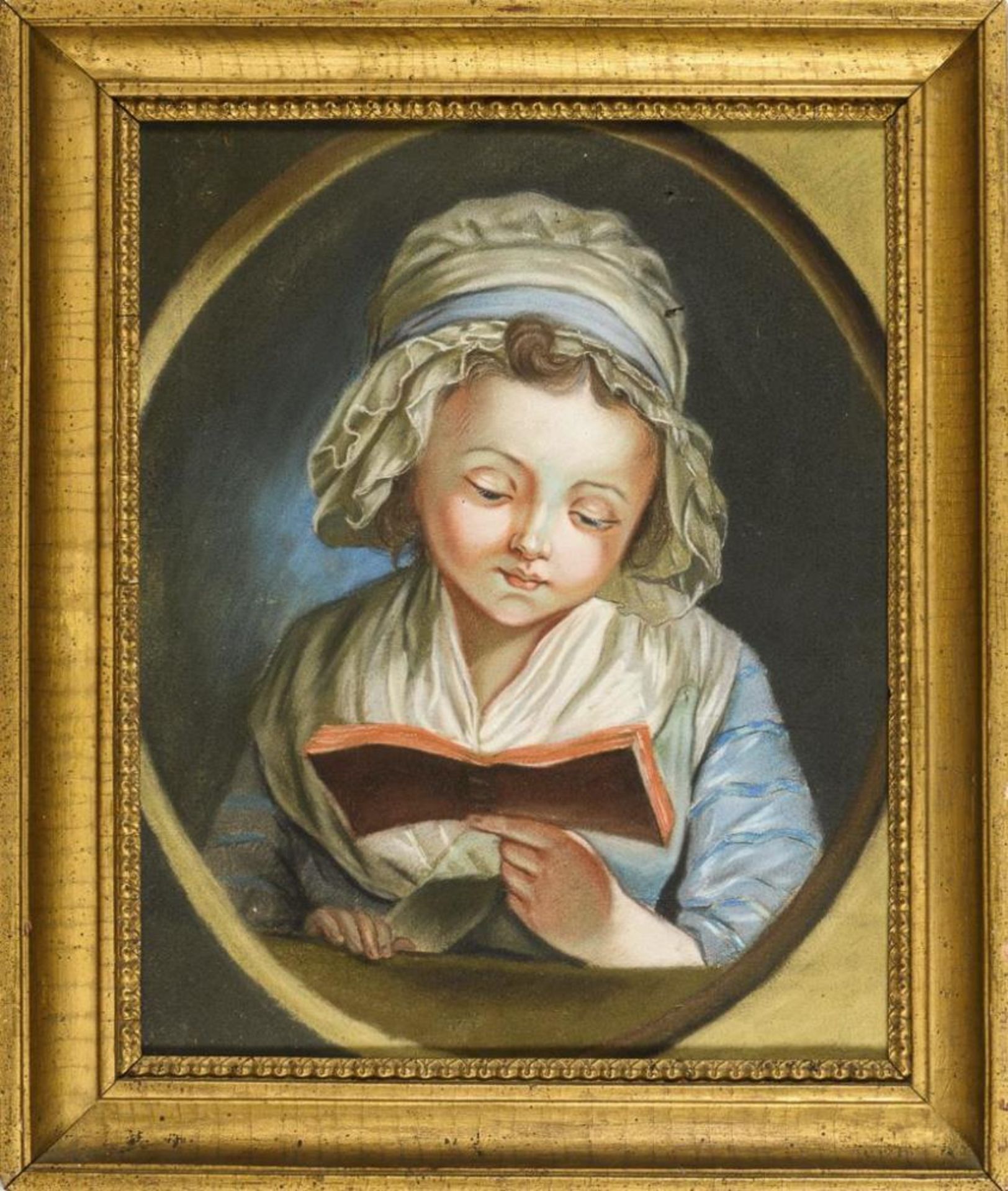 Porträtmaler um 1800: Lesendes Mädchen. - Bild 2 aus 2