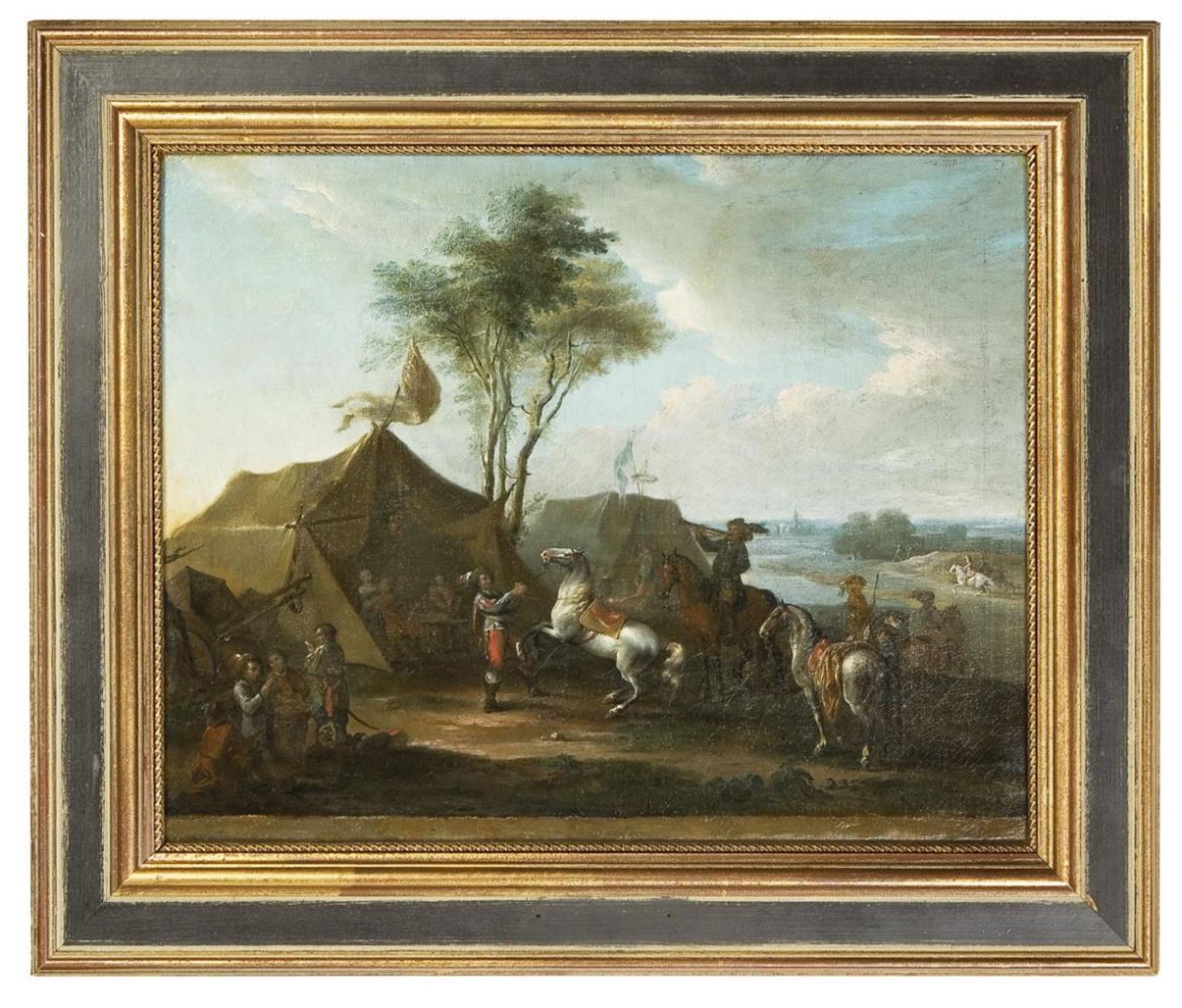 BLOEMEN, Pieter van zugeschrieben (1657 Antwerpen - 1720 Antwerpen). Reges Treiben im Zeltlager. - Bild 3 aus 4