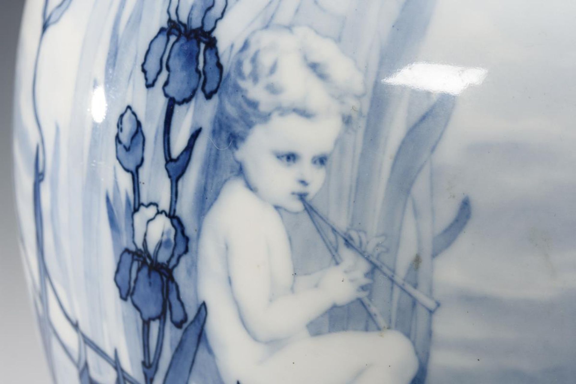 Seltene Jugendstil-Vase mit Blaumalerei. Pirkenhammer. - Image 4 of 8
