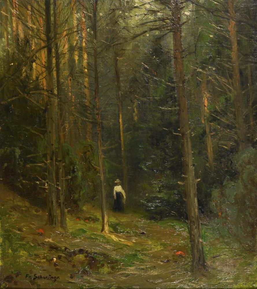 SCHWINGE, Friedrich (1852 Hamburg - 1913 ebd.). "Im Wald".