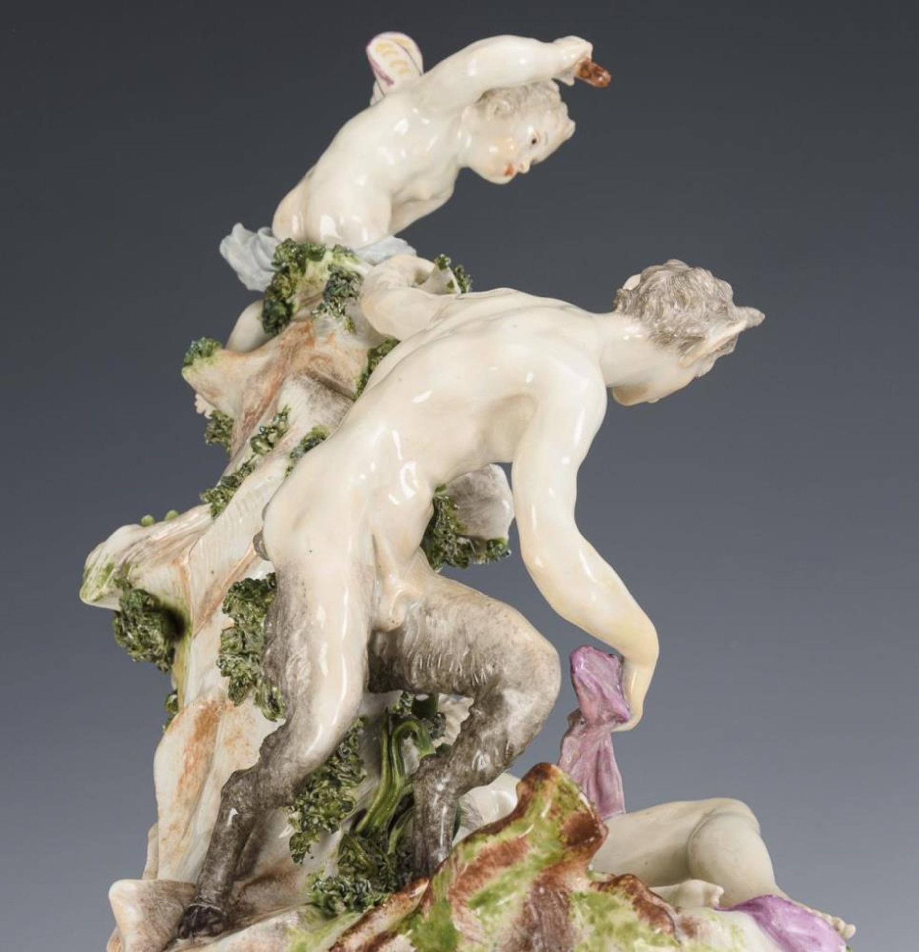 Seltene Barock-Figurengruppe: Jupiter (Satyr) und Antiope mit Eros. - Bild 6 aus 7