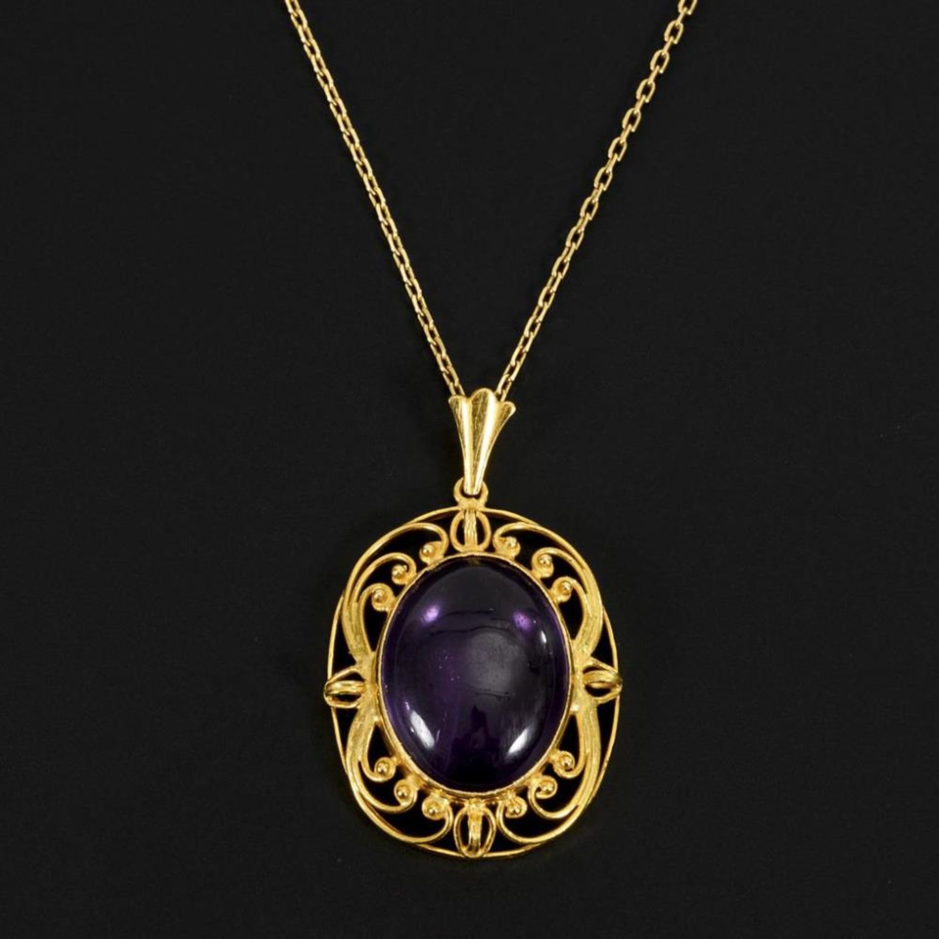 Anhänger mit Amethyst an Kette. - Image 2 of 2