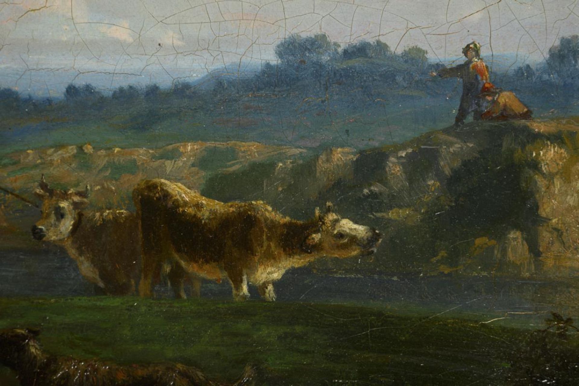NETTER, Benjamin (1811 Straßburg - 1881). Landschaft mit Vieh und Hirte. - Bild 4 aus 6