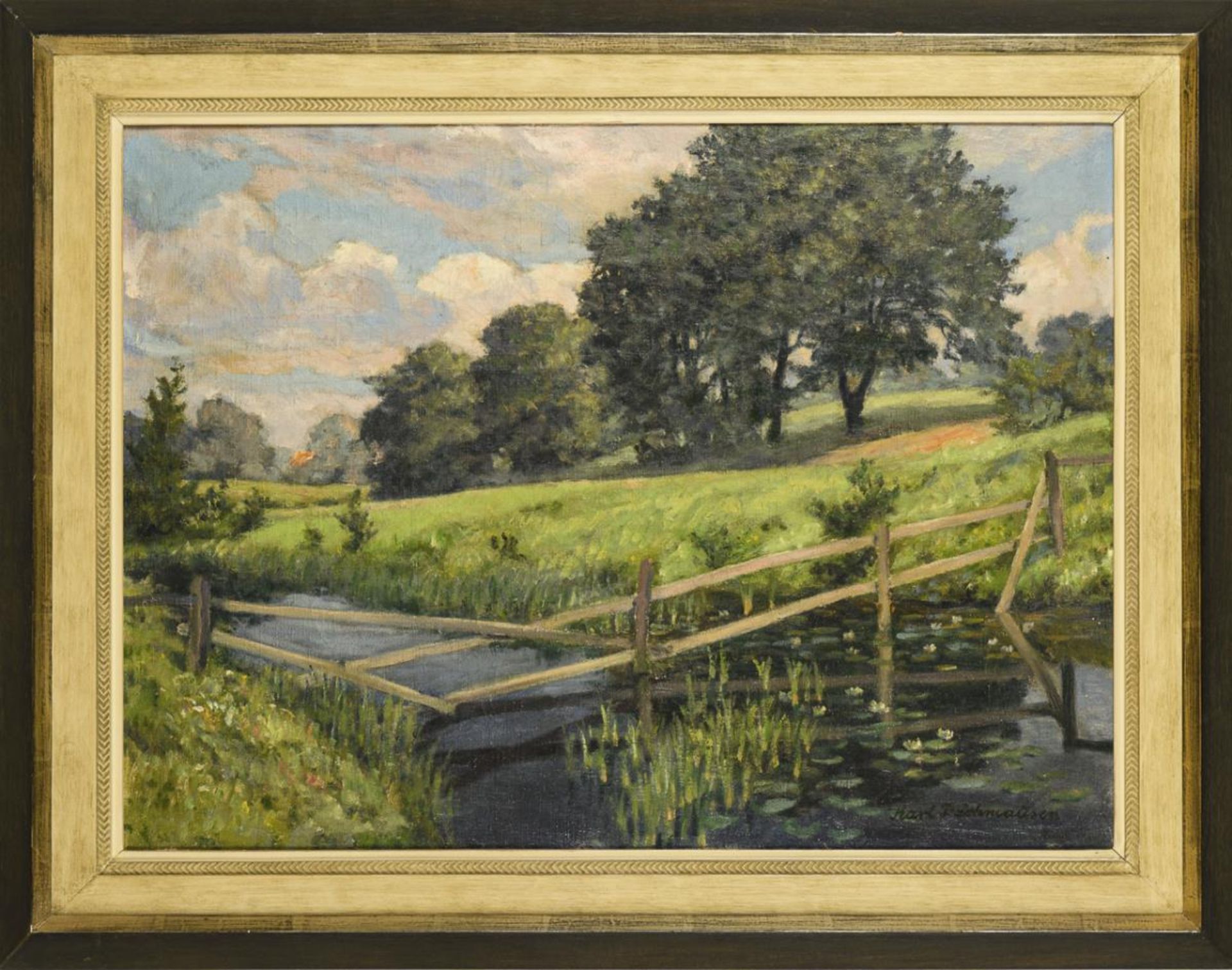 SCHMAUSER, Karl P. (* 1883 Berlin). Sommerlandschaft mit Teich. - Image 2 of 3