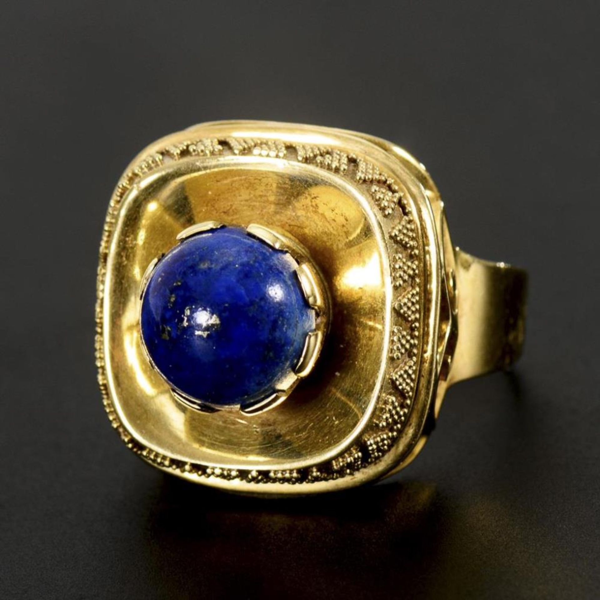 Designerring mit Lapislazuli und Granalien. - Image 2 of 2