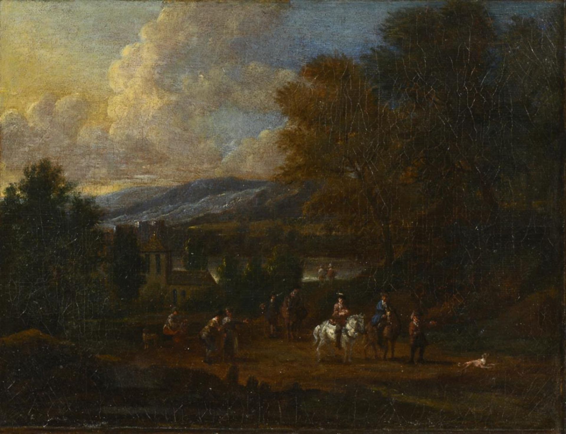 LUDICK, Lodewijk van zugeschrieben (1629 - 1697 Amsterdam). Landschaft mit Reisegesellschaft.