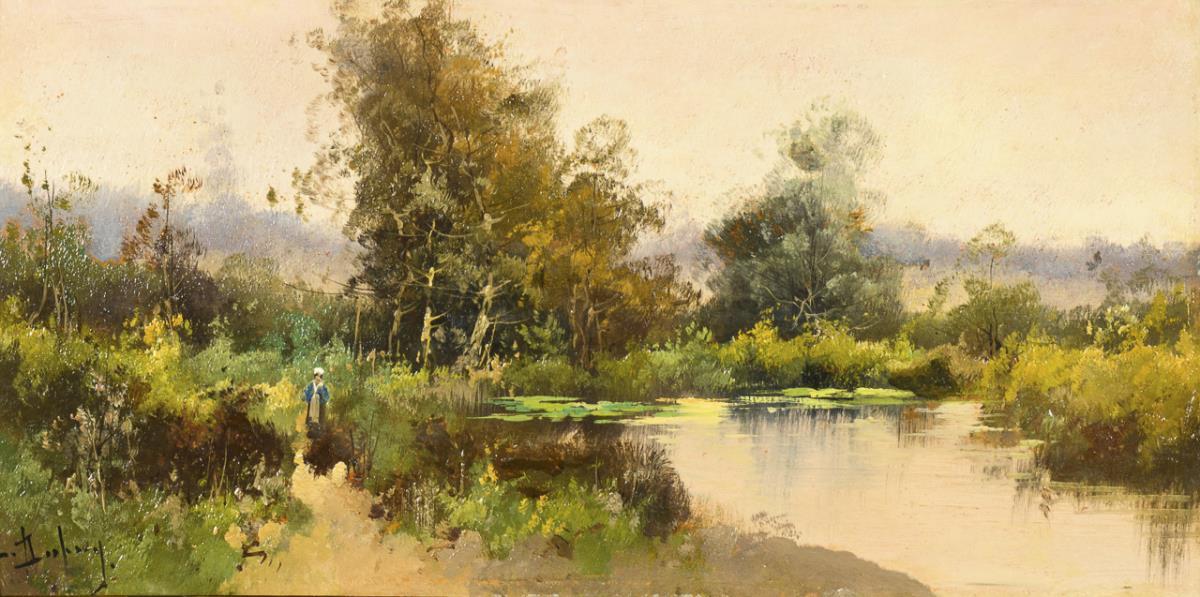 GALIEN-LALOUE, Eugène (1854 Paris - 1941 Chérence). Bäuerin am Fluss.