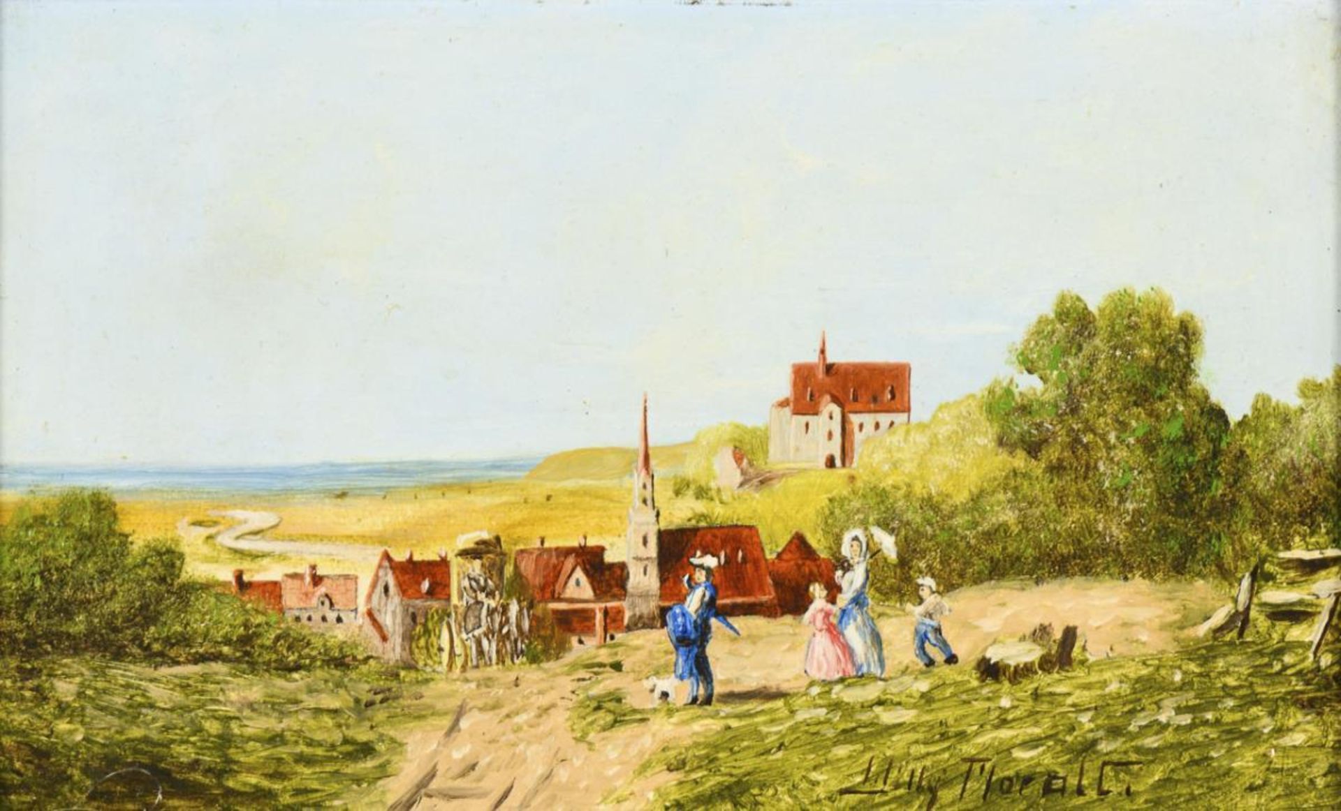 MORALT, Willy (1884 München - 1947 Lenggries). Sonnige Landschaft mit Staffage.