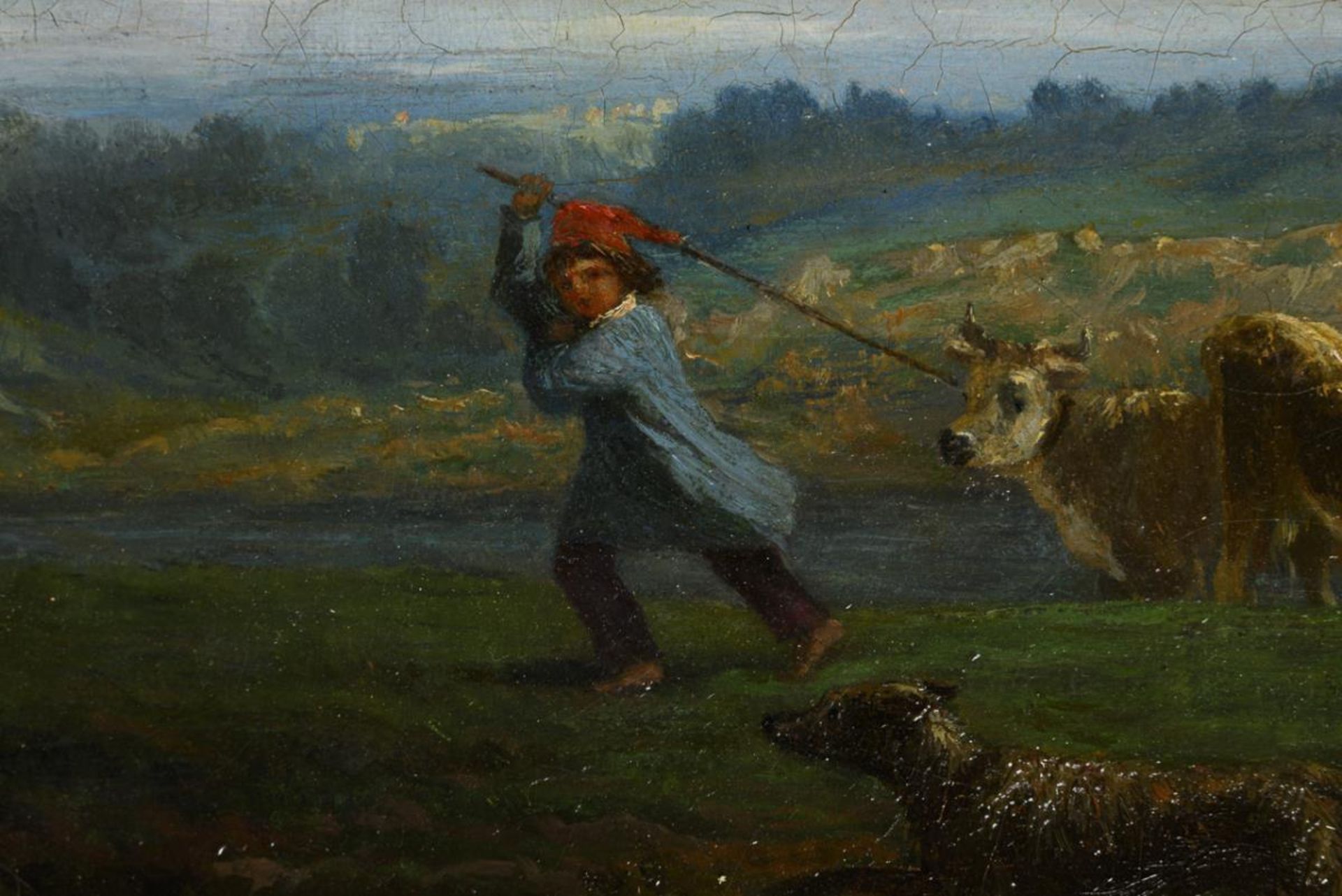 NETTER, Benjamin (1811 Straßburg - 1881). Landschaft mit Vieh und Hirte. - Bild 2 aus 6