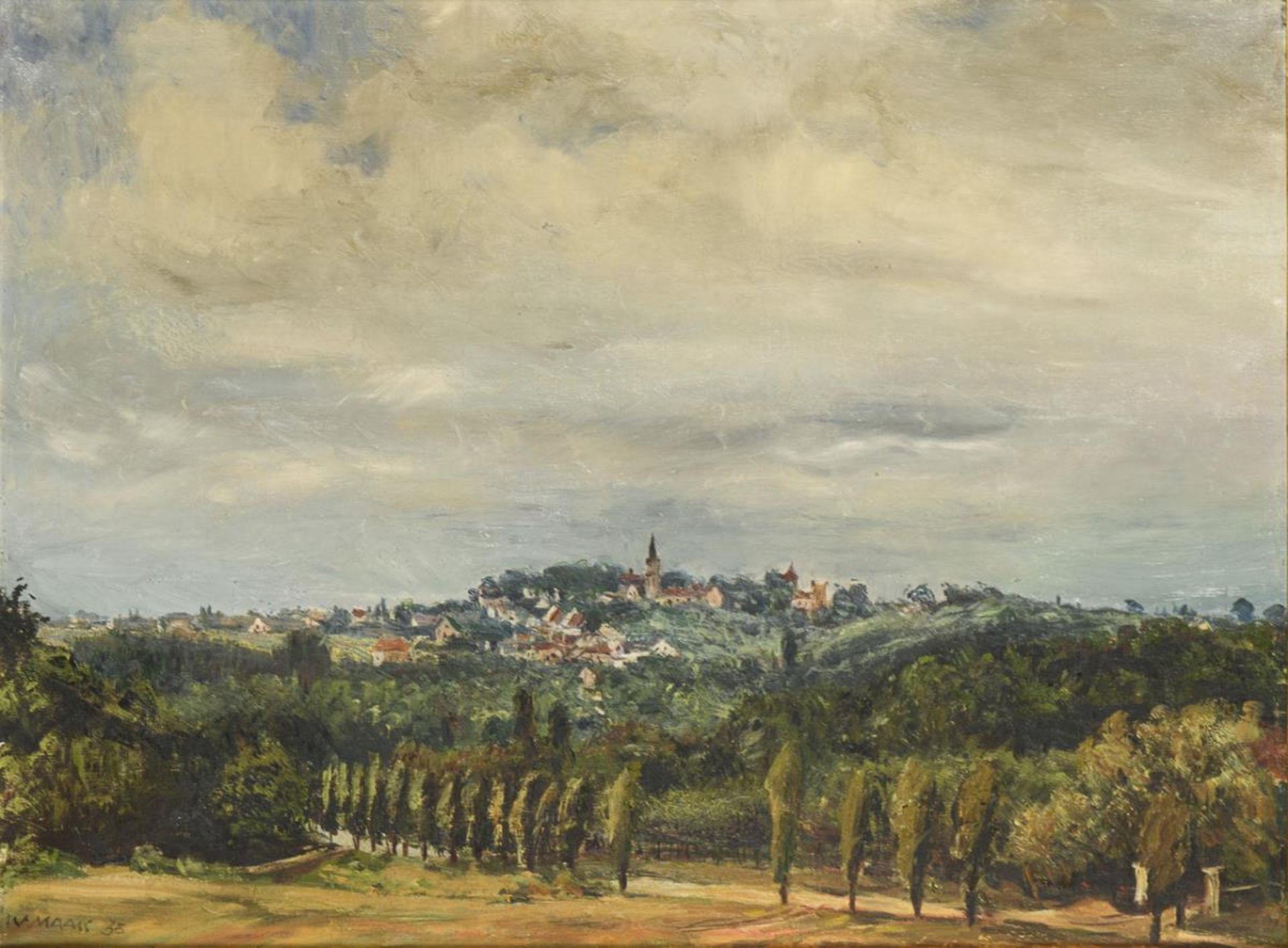 MAASS, Wilhelm (* 1895 Leipzig). Weite Landschaft mit Stadt.