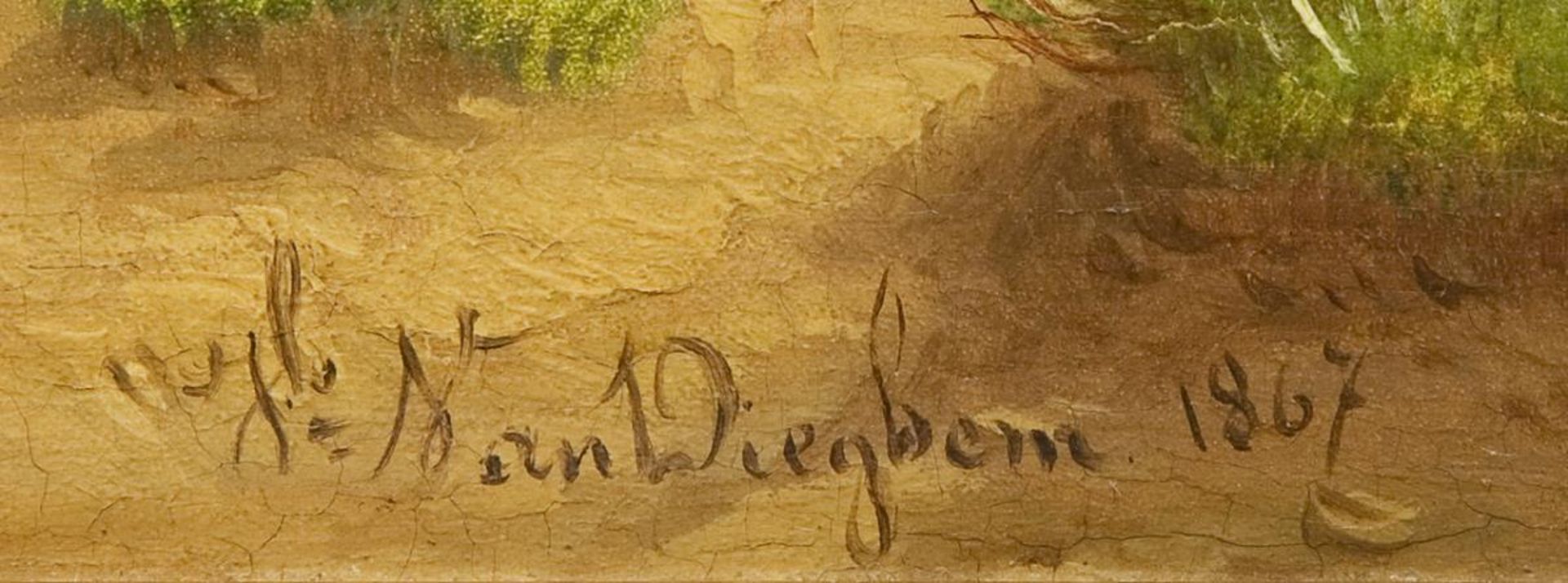 DIEGHEM, Joseph van (1843 Hal - 1885 Brüssel). Schafe und Enten in Sommerlandschaft. - Image 4 of 4