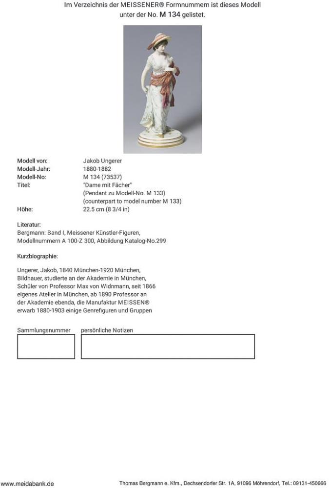 Dame mit Fächer. Meissen. - Image 3 of 4