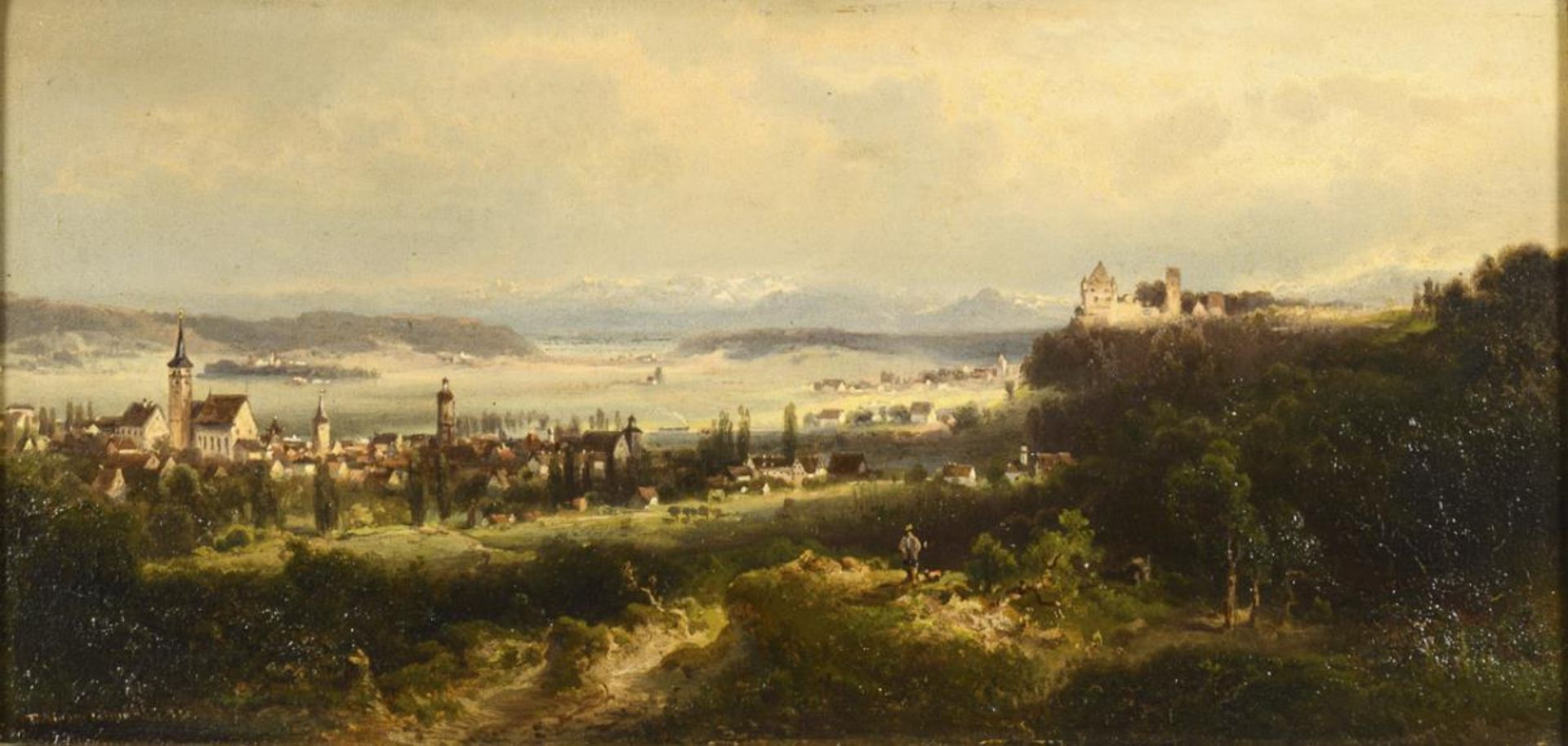 FELDHÜTTER, Ferdinand (1842 München - 1898 ebd.). Blick auf Mindelheim mit Mindelburg.