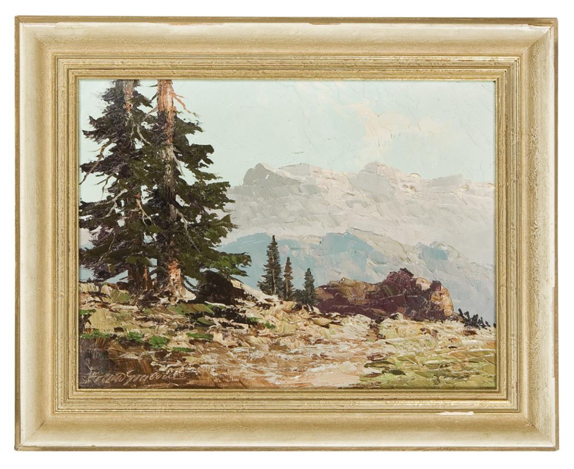 ARNOLD-GRABONÉ, Georg (1896 München - 1981 Percha). Landschaft mit Gebirgsmassiv. - Image 3 of 5