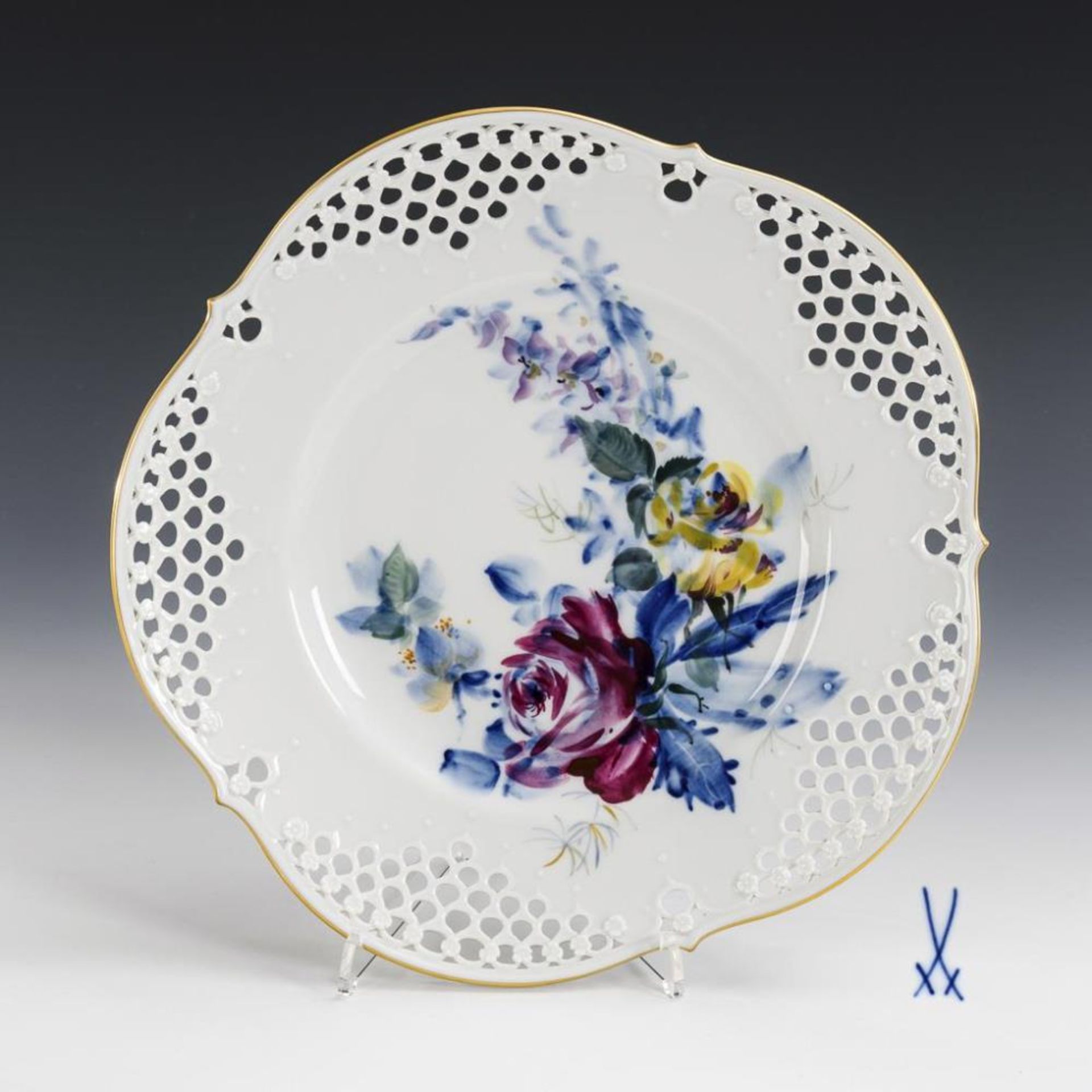 Platzteller "Blau-bunte Blume".  Meissen.