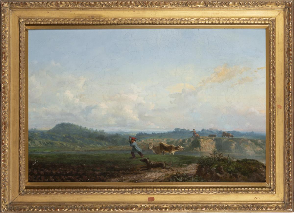 NETTER, Benjamin (1811 Straßburg - 1881). Landschaft mit Vieh und Hirte. - Image 3 of 6