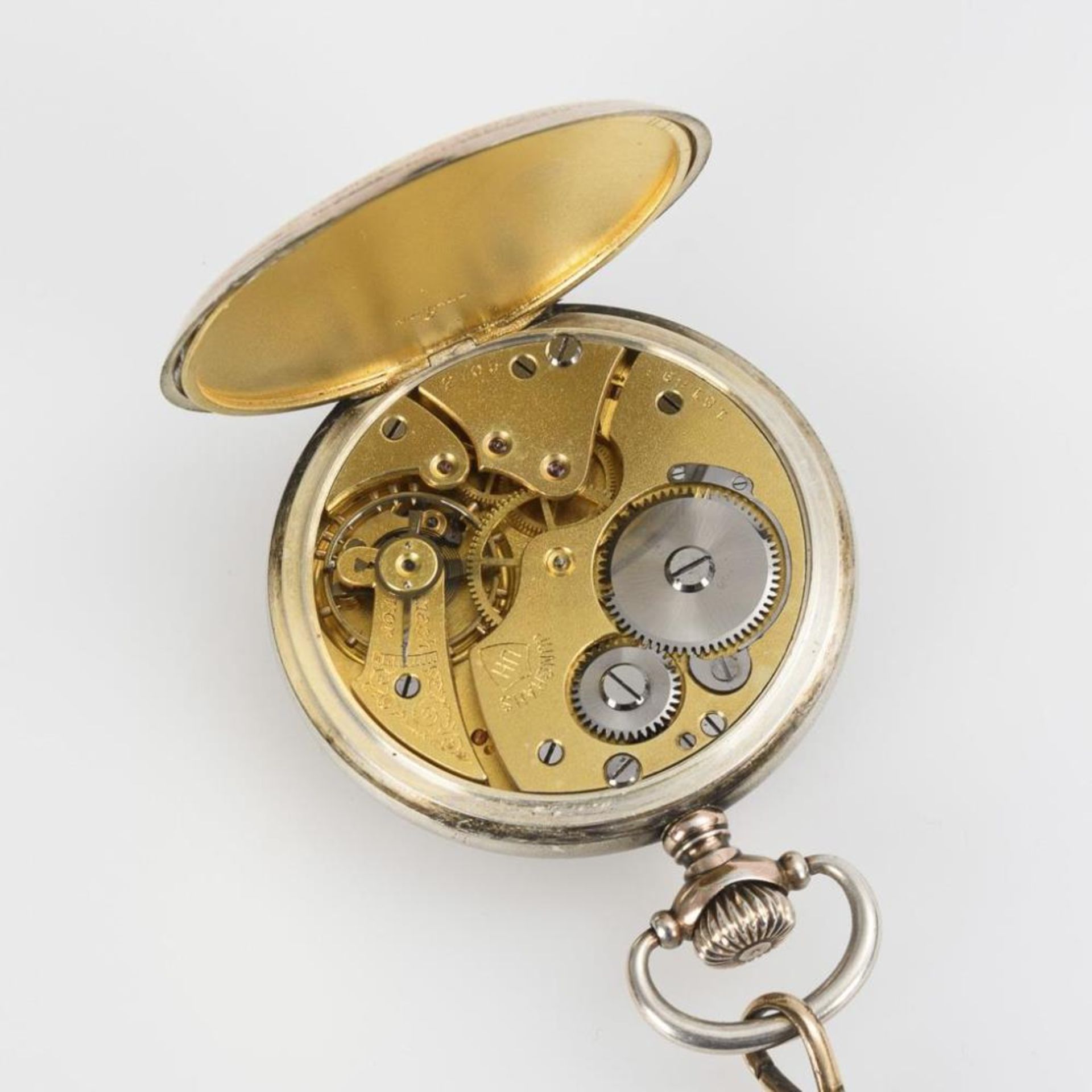 Silberne Taschenuhr mit Uhrenkette.. Alpina / Junghans. - Bild 3 aus 3