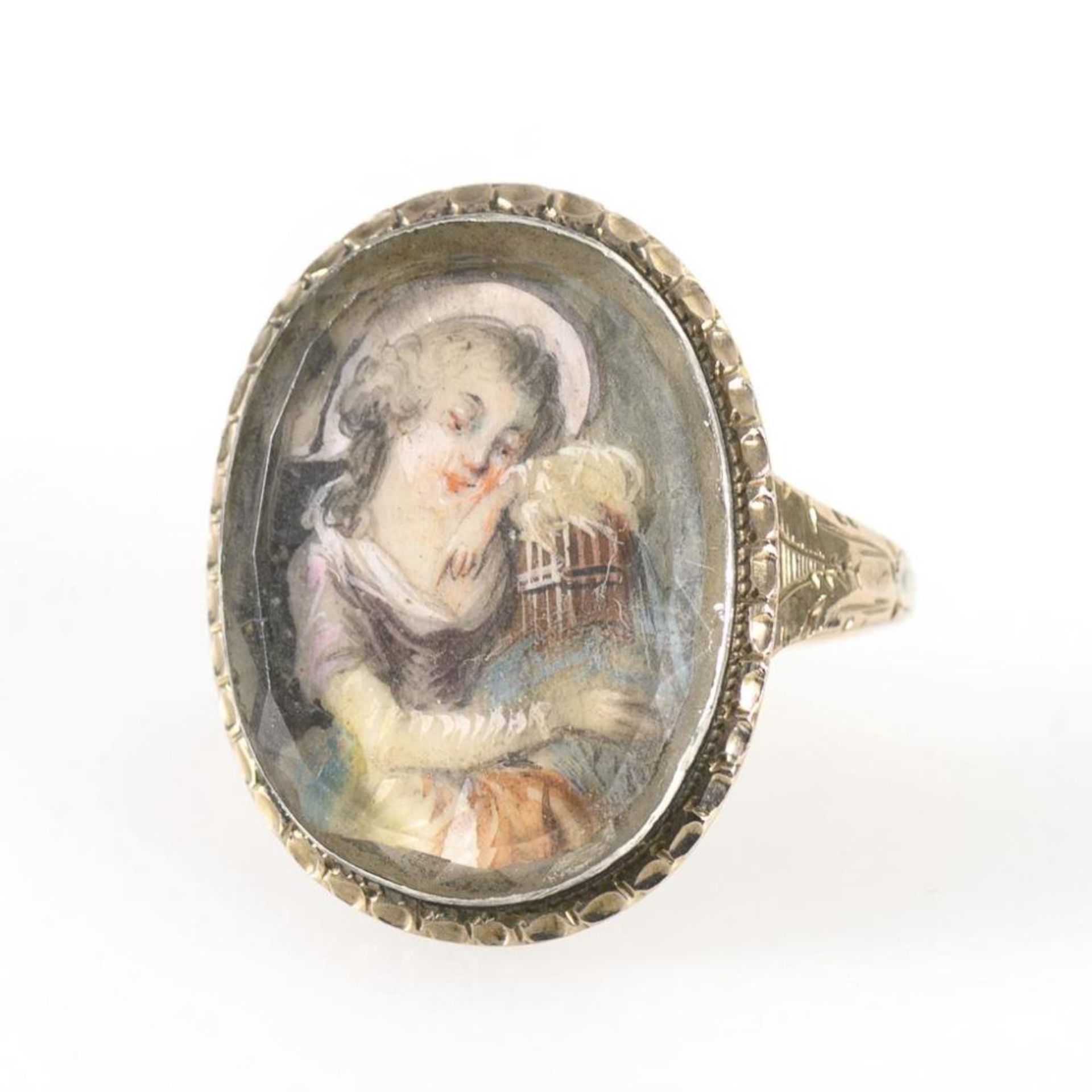 Antiker Ring mit Miniatur um 1780.