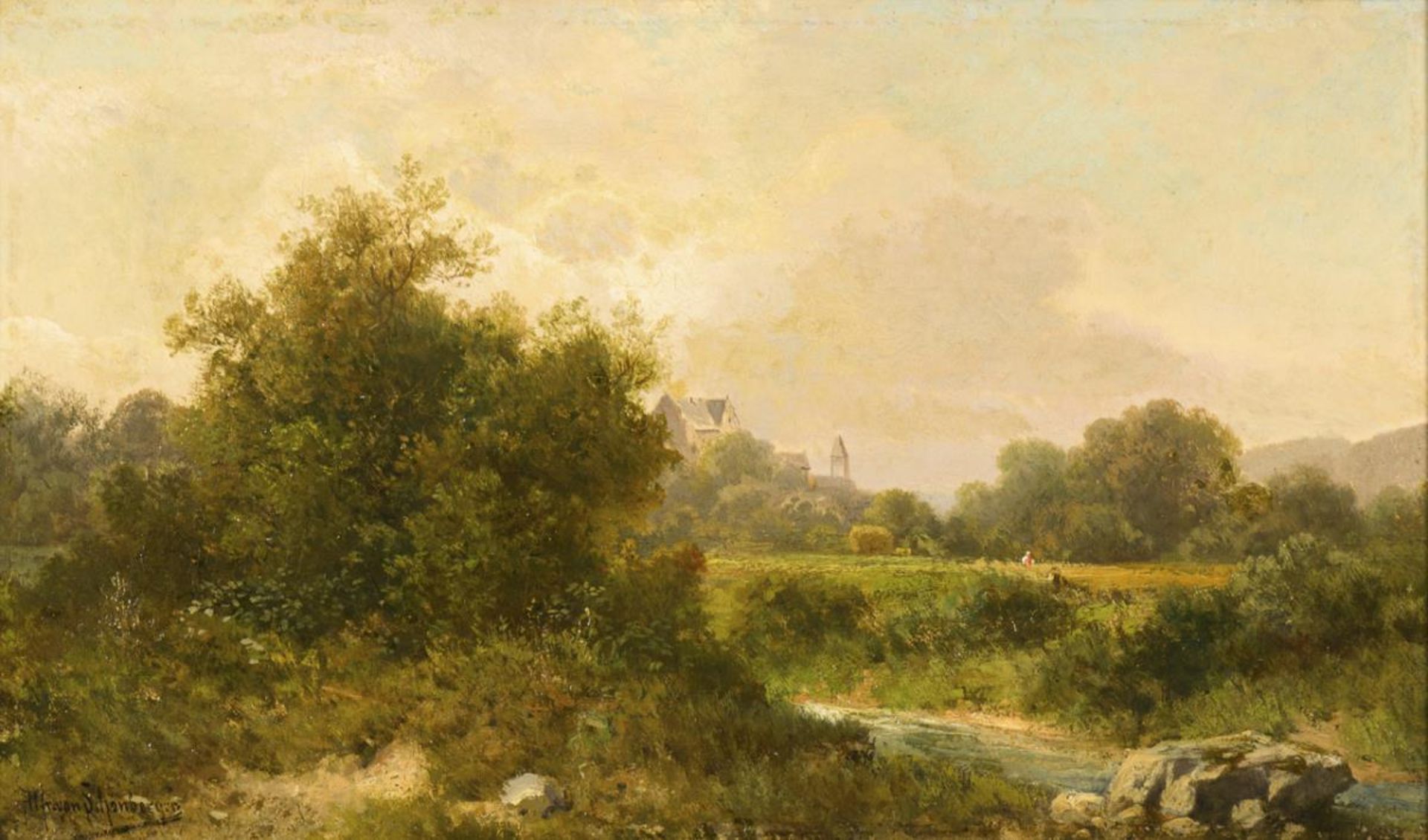 SCHÖNBERGER, Alfred von (1845 Graz - 1907 München). Süddeutsche Landschaft.