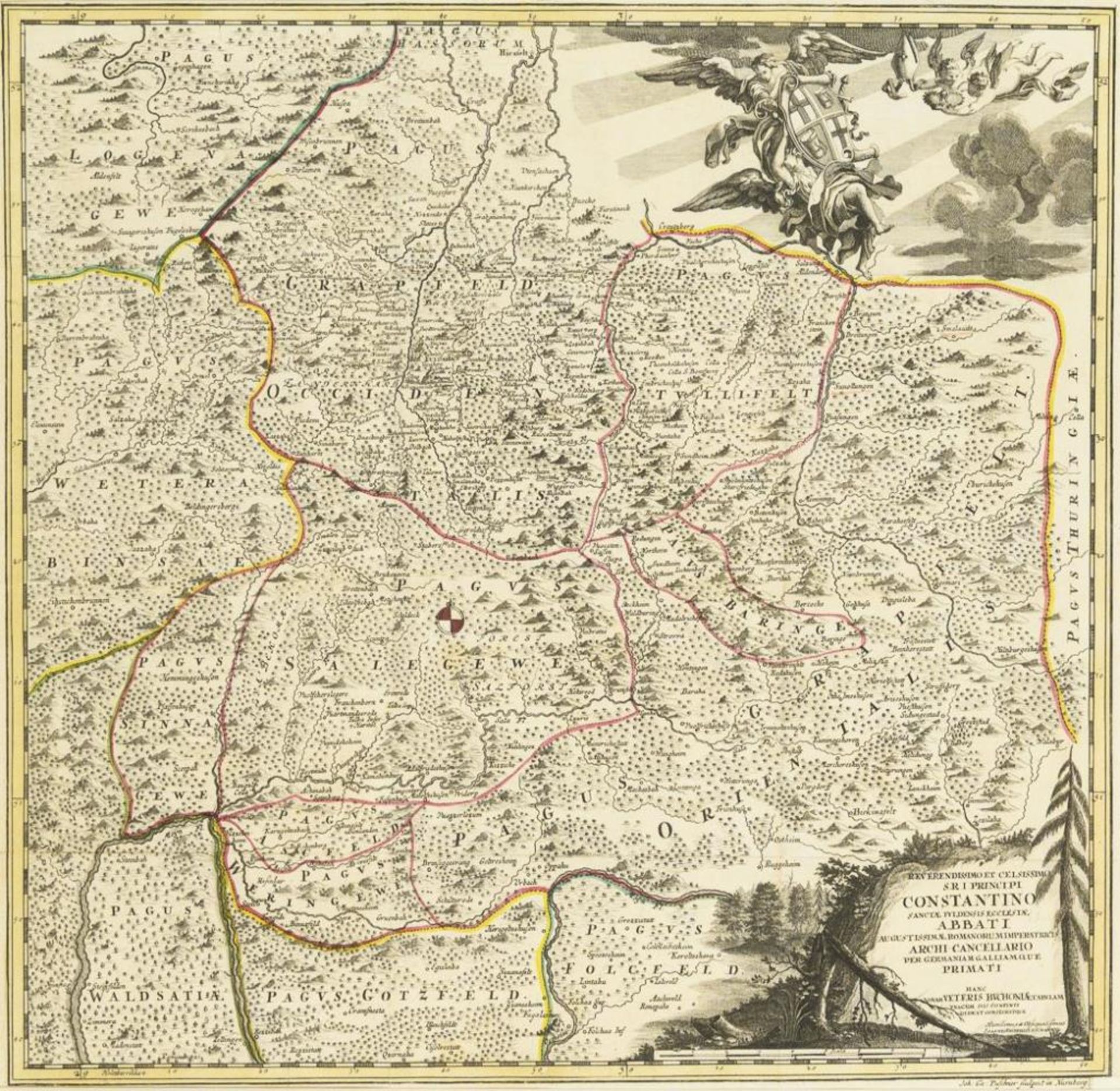 PUSCHNER, Johann Georg (1680 - 1749). Landkarte des Hochstifts Fulda.