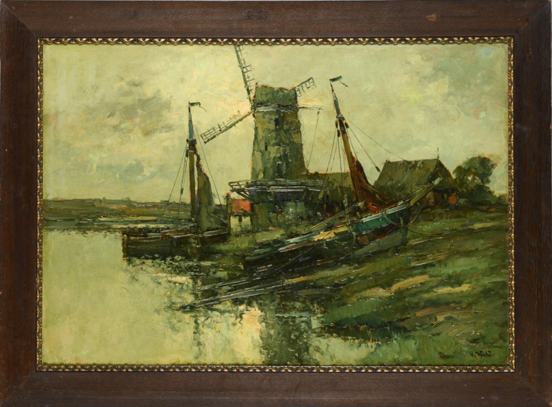 WILD, Otto (1898 Trostberg - 1971 Hamburg). Küstenlandschaft mit Mühle. - Image 2 of 4