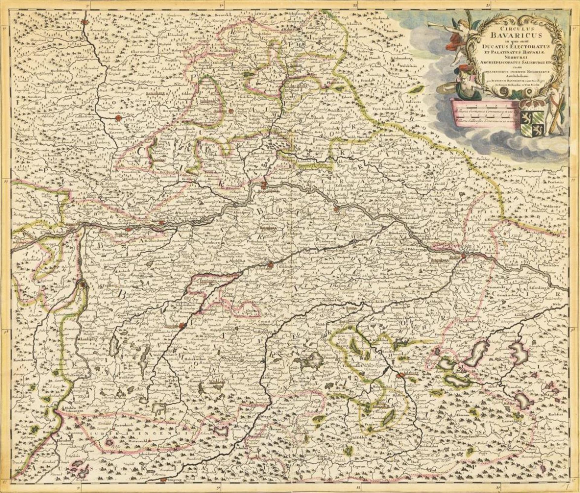 DANCKERTS, Justus (1635 Amsterdam - 1701 Amsterdam). Landkarte des Bayrischen Reichskreises.