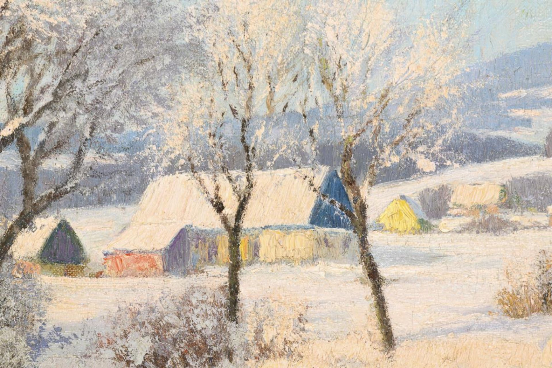 WEIMANN, Paul (1867 Breslau - 1945 Hirschberg/ Schlesien). Sonnige Winterlandschaft. - Image 4 of 6