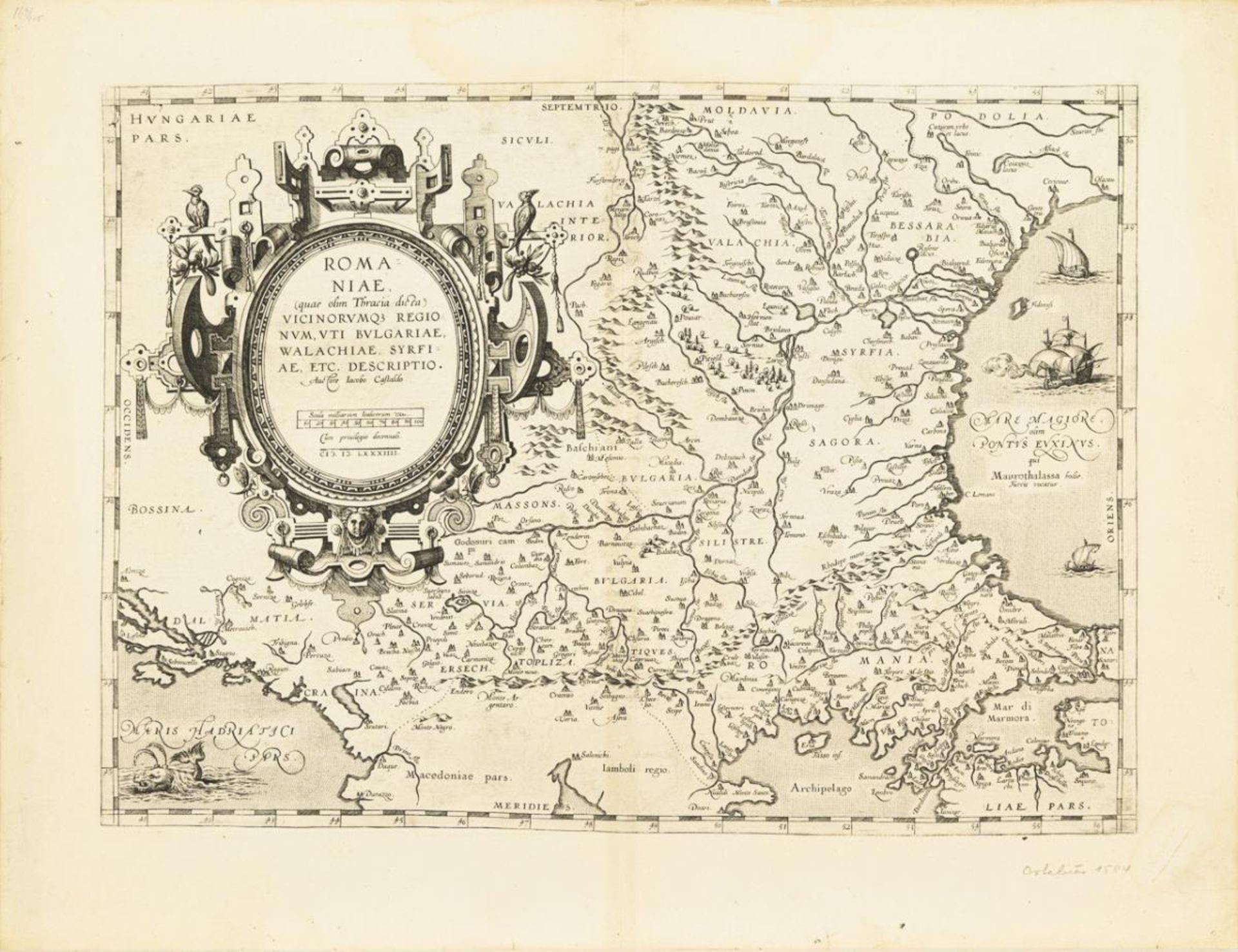 ORTELIUS, Abraham (1527 Antwerpen - 1598 Antwerpen). Landkarte von Rumänien.