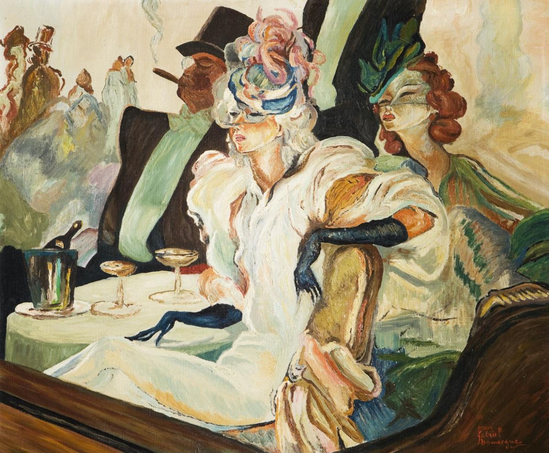 DOMERGUE, Jean Gabriel zugeschrieben (1889 Bordeaux - 1962 Paris). In der Revue-Loge.