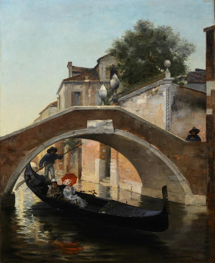 SCHOMMER, François (1850 Paris - 1935 Neuilly-sur-Seine). Gondelfahrt in Venedig .