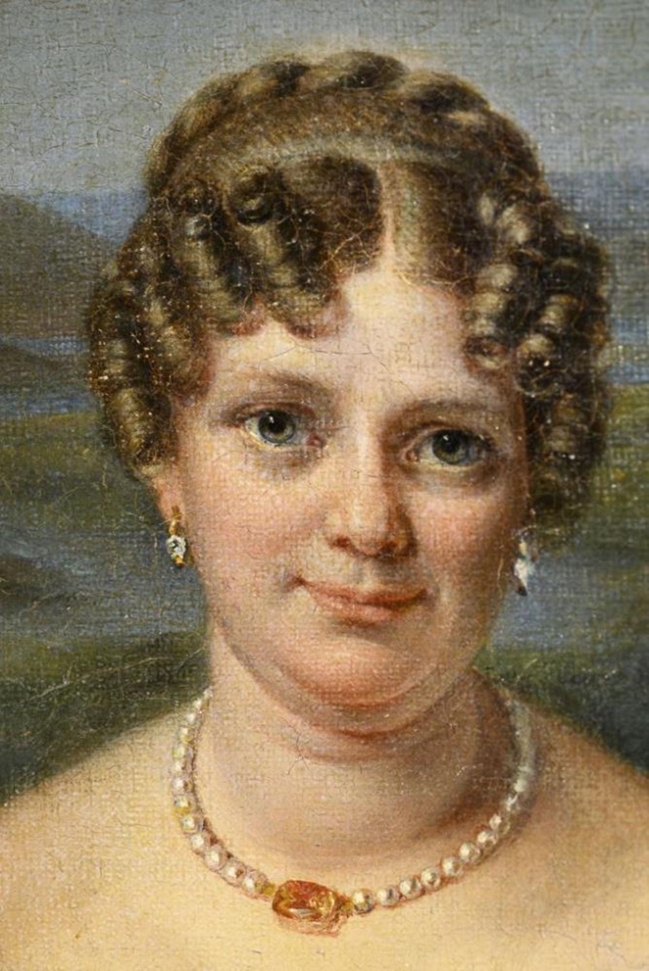 Bildnismaler 1. H. 19. Jh.: Junge Frau in weißem Kleid. - Image 2 of 4
