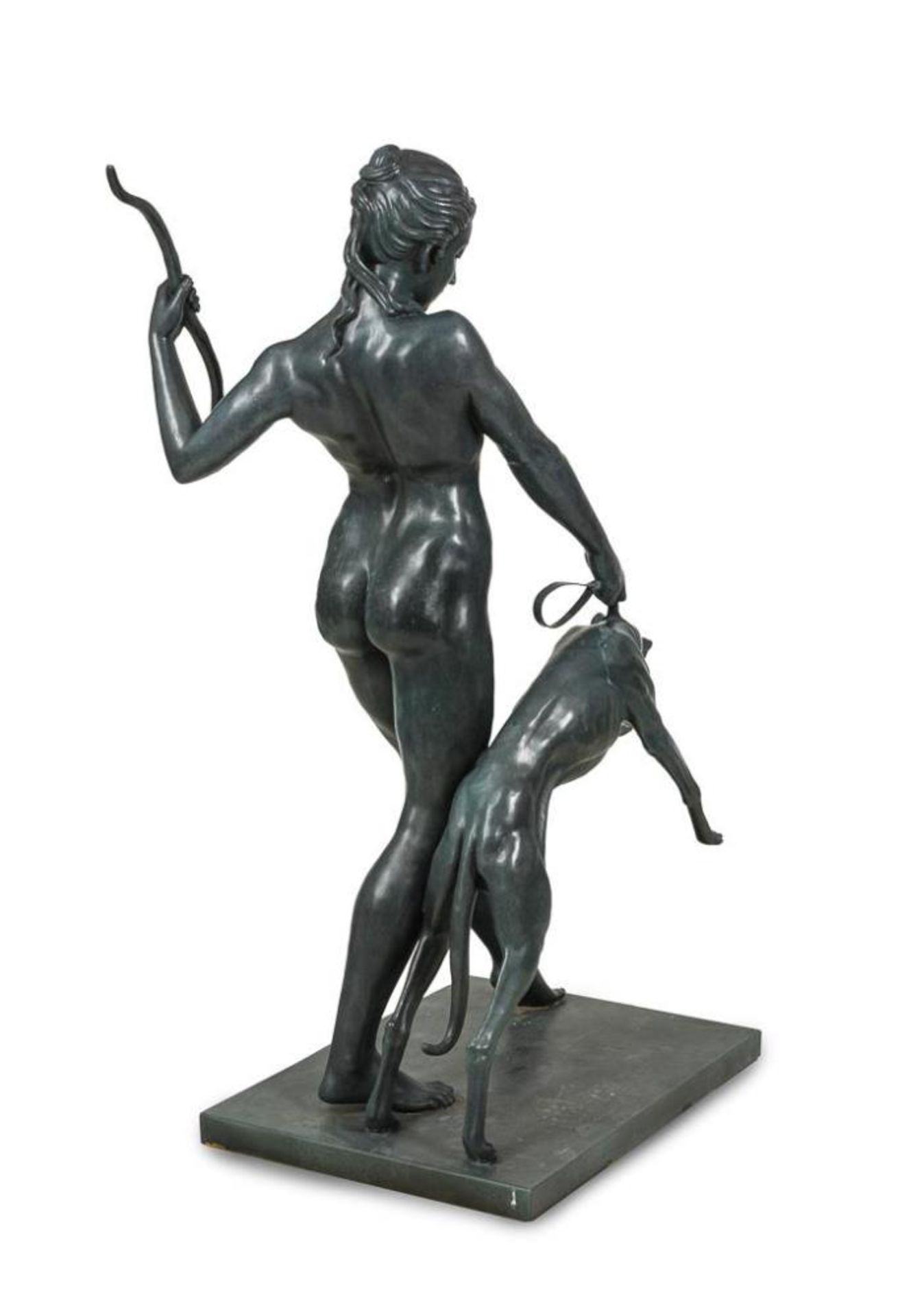 MCCARTAN, Edward (nach) (1879 Albany - 1947 New Rochelle). Große Gartenbronze: Diana mit Jagdhund. - Image 6 of 14