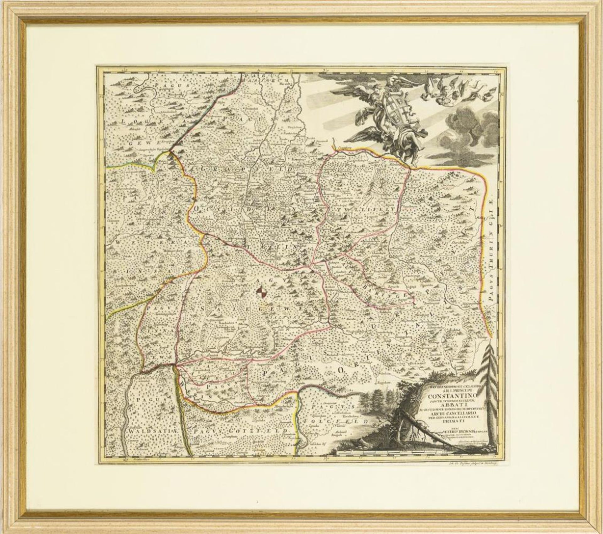 PUSCHNER, Johann Georg (1680 - 1749). Landkarte des Hochstifts Fulda. - Bild 2 aus 2