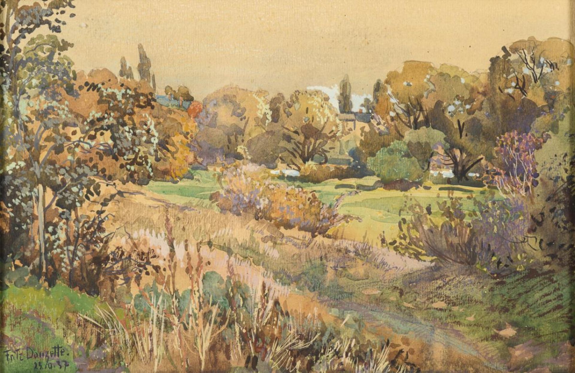 DOUZETTE, Fritz (1878 Berlin - 1955). Kleine Herbstlandschaft.